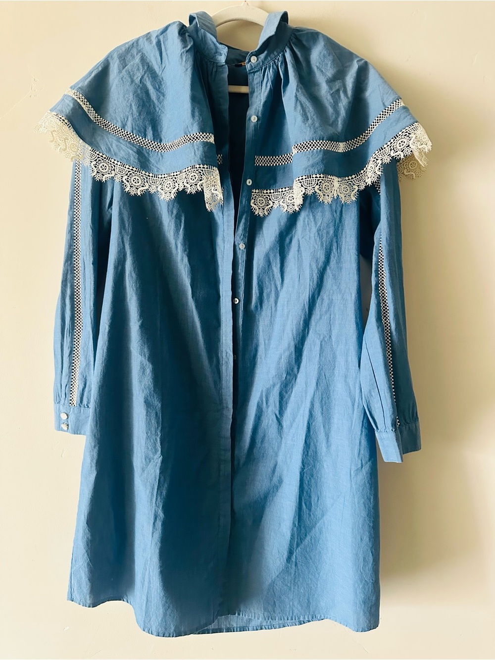 Blue Lace-Trim dress